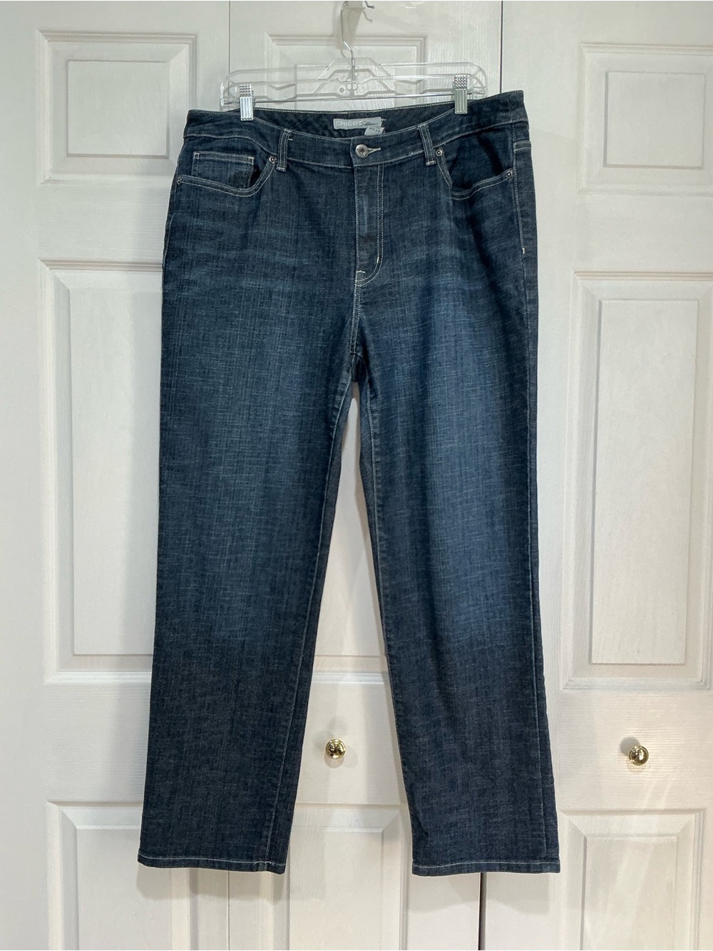 🤎 Chico’s Platinum Straight Blue Denim Jeans - Chico’s 2.5 = 14 (00943)